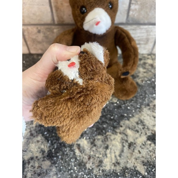 Vintage Brown Mouse Plush Stuffed Animal With Baby Cuddler Arms Felt Red Tongue - Picture 11 of 12